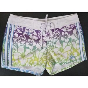 Vintage Adidas Rainbow Hawaiian Trunks Boardshorts Y2K Pride Aloha 2/3 Beach EUC